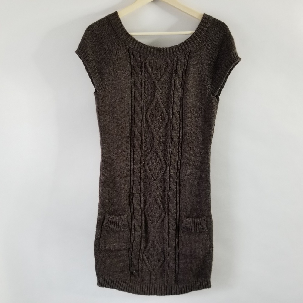 NWT Glimmer Sweater Dress L Gray Cable Knit